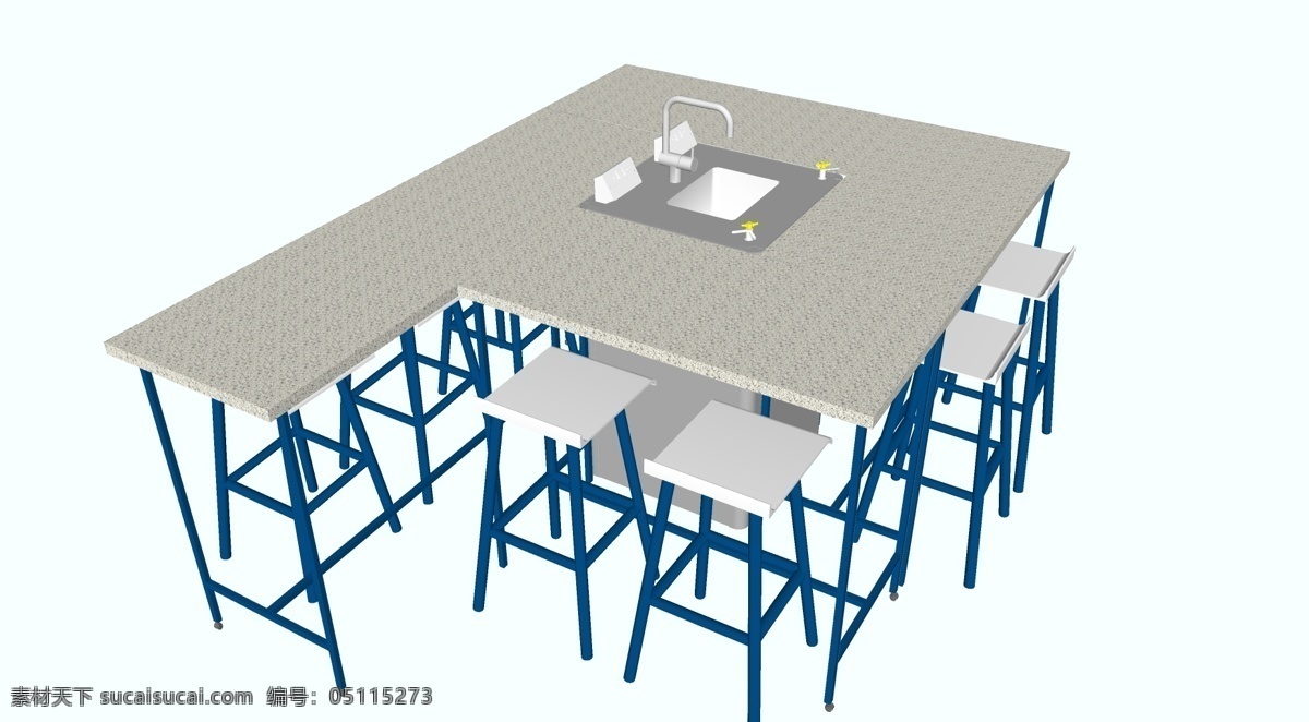 实验台 凳子 实验室 书桌 水龙头 沉 气 3d模型素材 建筑模型