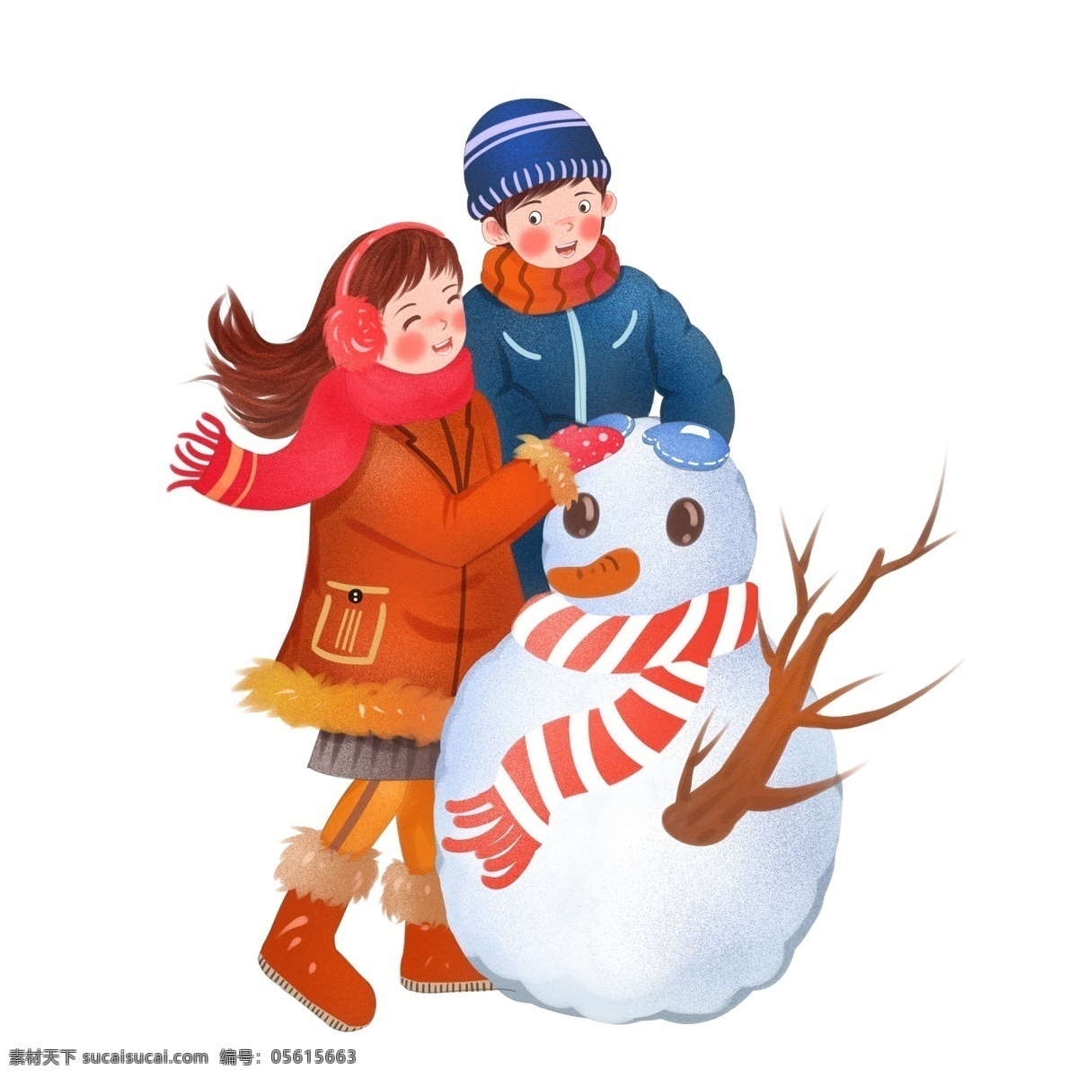 堆 雪人 的卡 通 人物 图案 元素 女孩 卡通 冬季 堆雪人 男孩 元素设计 创意元素 手绘元素 psd元素