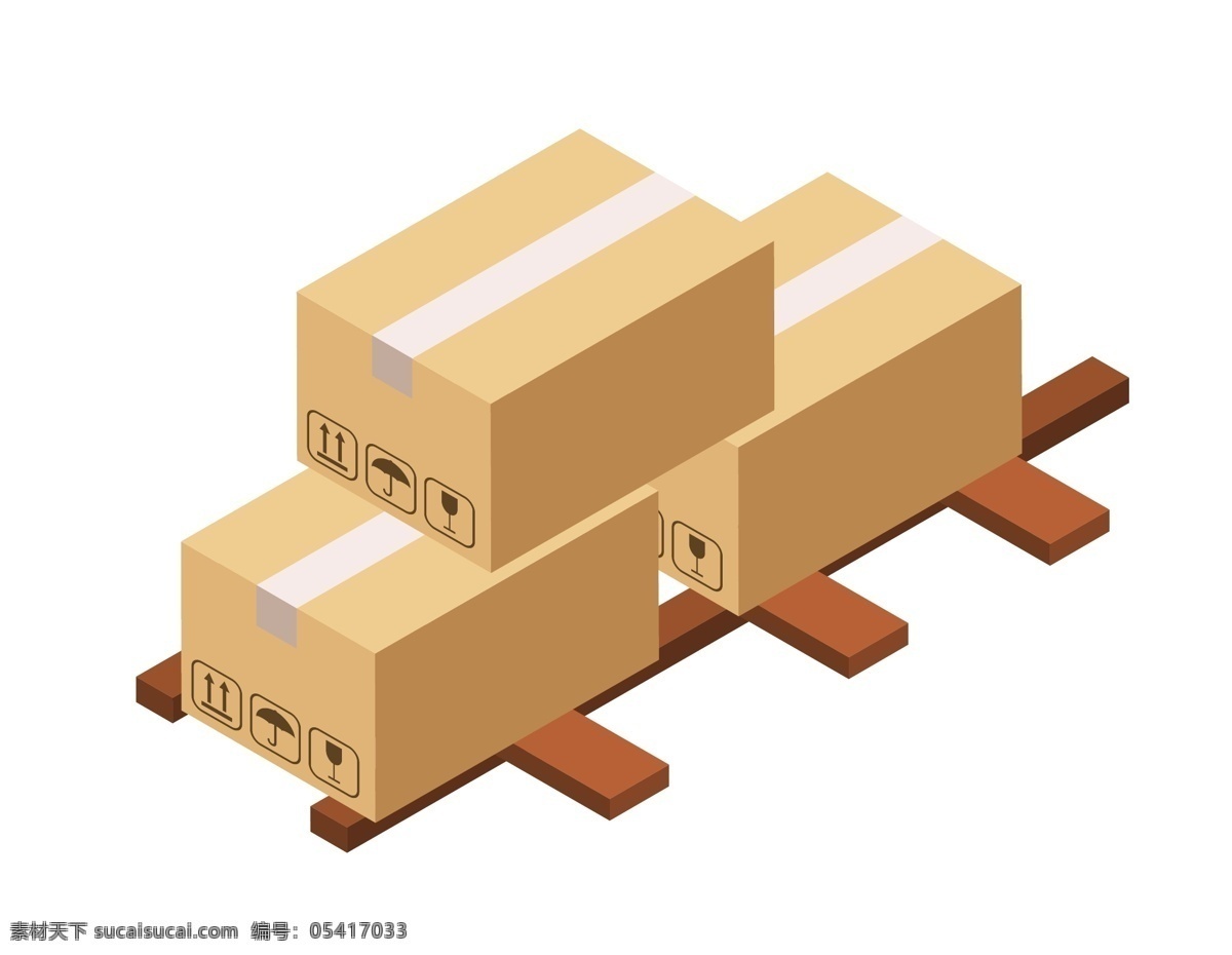 矢量 木质 托盘 纸箱 元素 纸盒 货物 木质托盘 ai元素 免扣元素