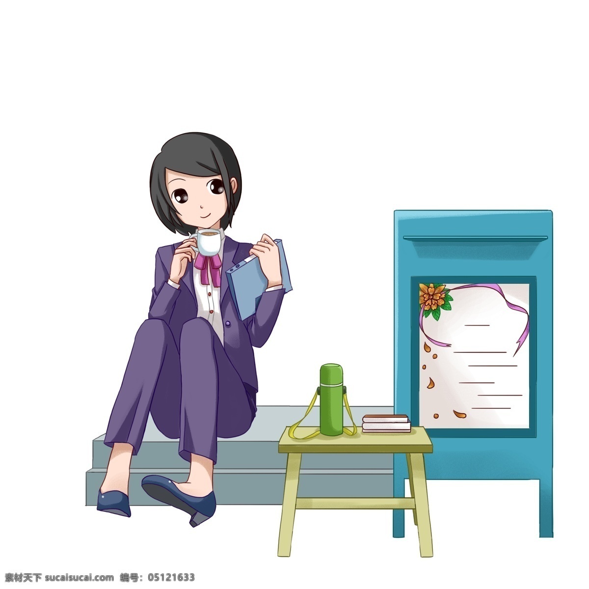 编辑 简历 招聘 插画 招聘的女孩 卡通插画 招聘插画 网络招聘 手机招聘 招聘人才 投简历的女孩