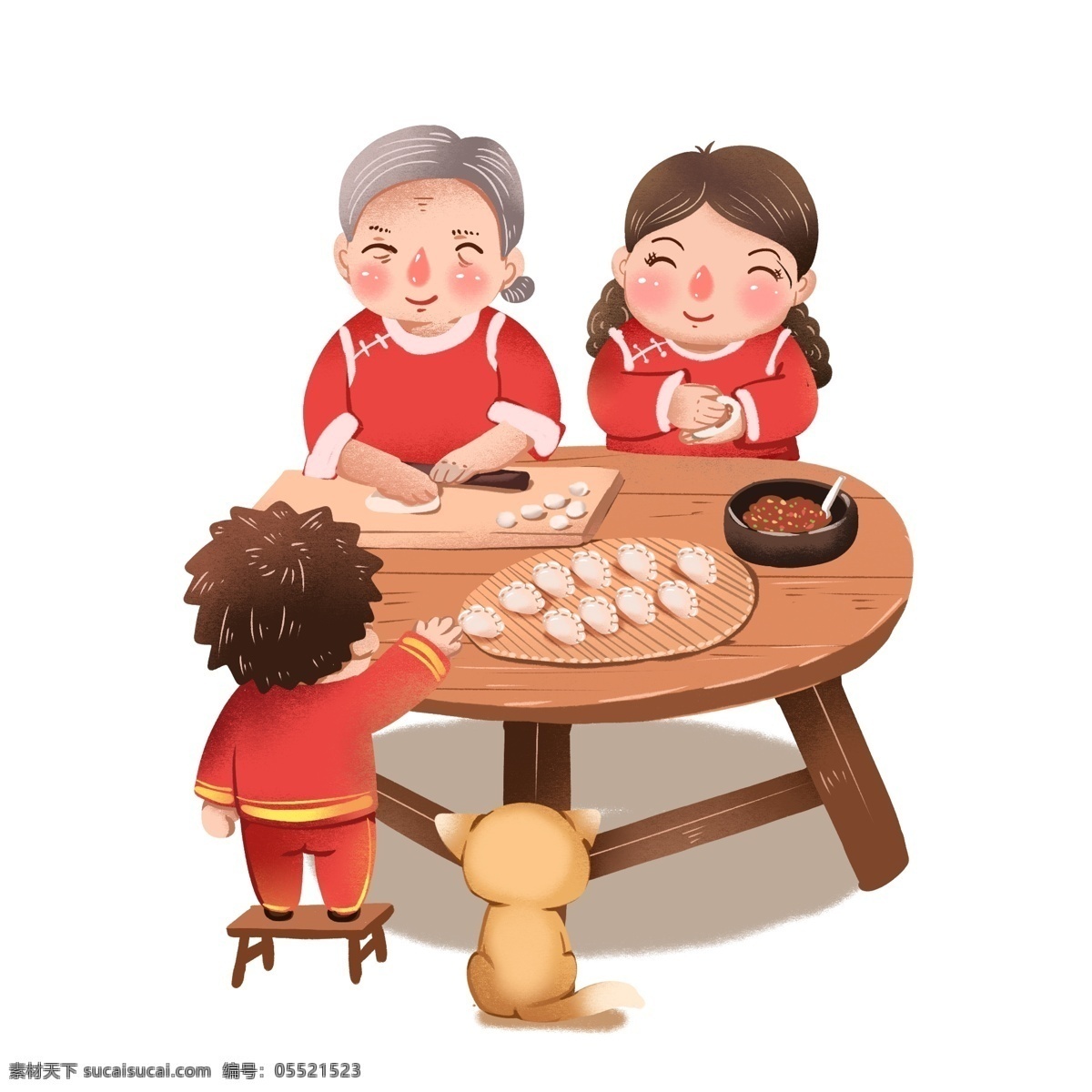 春节 立冬 冬至 吃 饺子 插图 商用 元素 年夜饭 吃饺子 年俗 习俗 卡通饺子