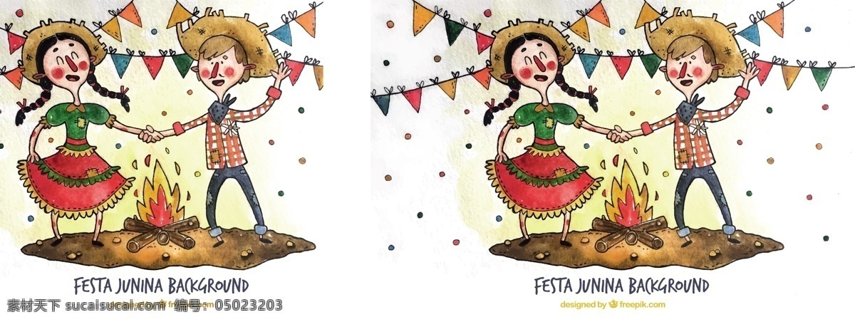 festa junina 夫妇 一方 水彩 跳舞 水彩画 冬天 夏天 聚会 庆祝 节日 活动 有趣 巴西 文化 传统 舞蹈 舞会