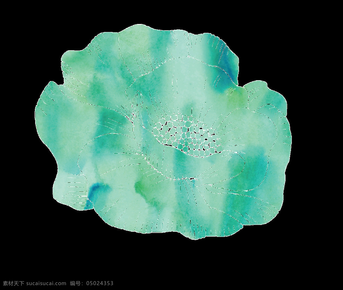 翡翠 花蕊 卡通 水彩 透明 花束 蓝色 透明素材 免扣素材 装饰图案
