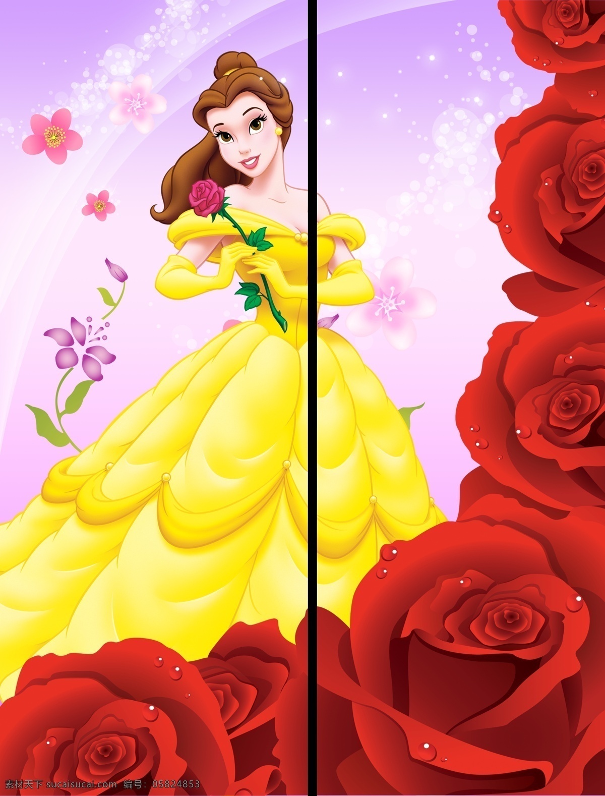 移门 玫瑰 公主 背景 广告设计模板 花边 花朵 梦幻 移门玫瑰公主 移门图案 源文件 家居装饰素材