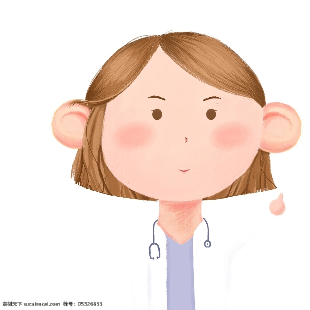 卡通 人物 医生 图案 大脑袋 女孩 彩色 水彩 小清新 创意 装饰 手绘风