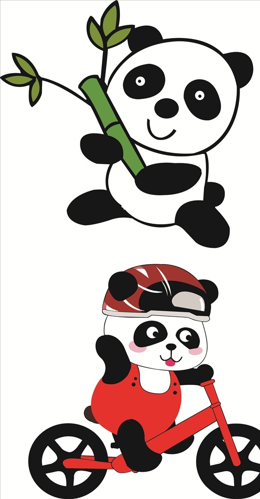 大熊猫 国宝 卡通熊猫 熊猫素材 卡通动物 熊猫骑车 可爱熊猫 卡通设计