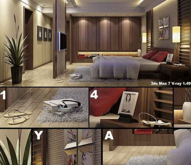 家装 卧室 模型 3d模型 家居卧室 室内设计 卧室装修 max 黑色
