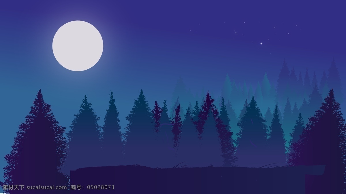 手绘 治愈 系 夜晚 树林 插画 背景 景色插画背景 手绘背景 森系背景 树林背景 治愈系背景 夜晚背景