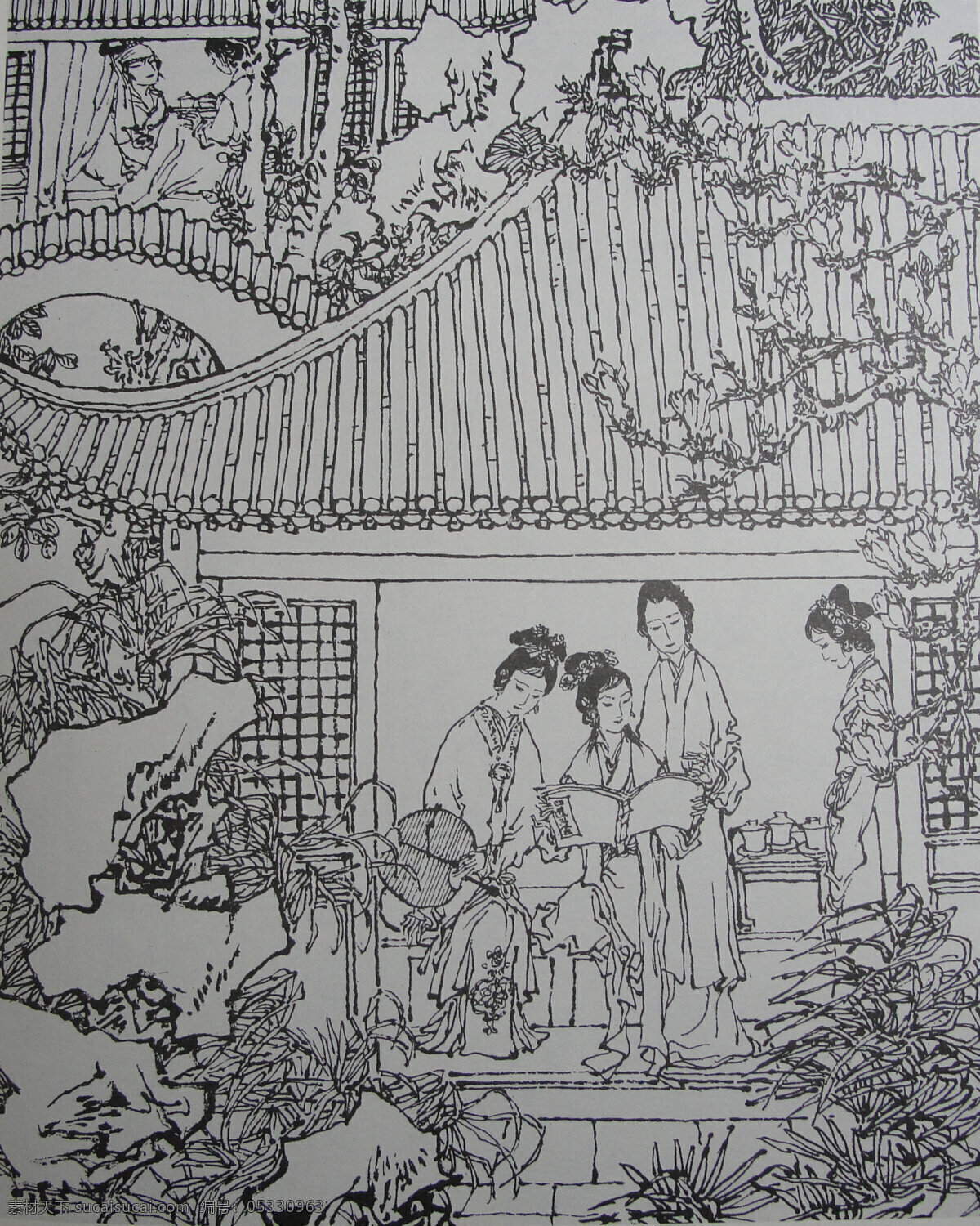 红楼梦 四大名著 漫画 连环画 曹雪芹 国画 白描 写意 传世佳作 中国古典版画 草木树石 亭台楼阁 敏 探春 兴利 宿弊 戴 敦 邦 缘 画 录 绘画书法 文化艺术