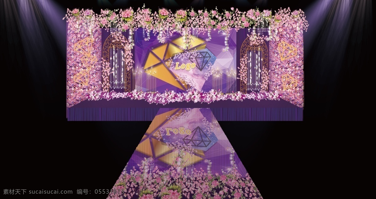 紫色效果图 紫色婚礼主题 钻石 婚礼效果图 psd文件 婚礼素材