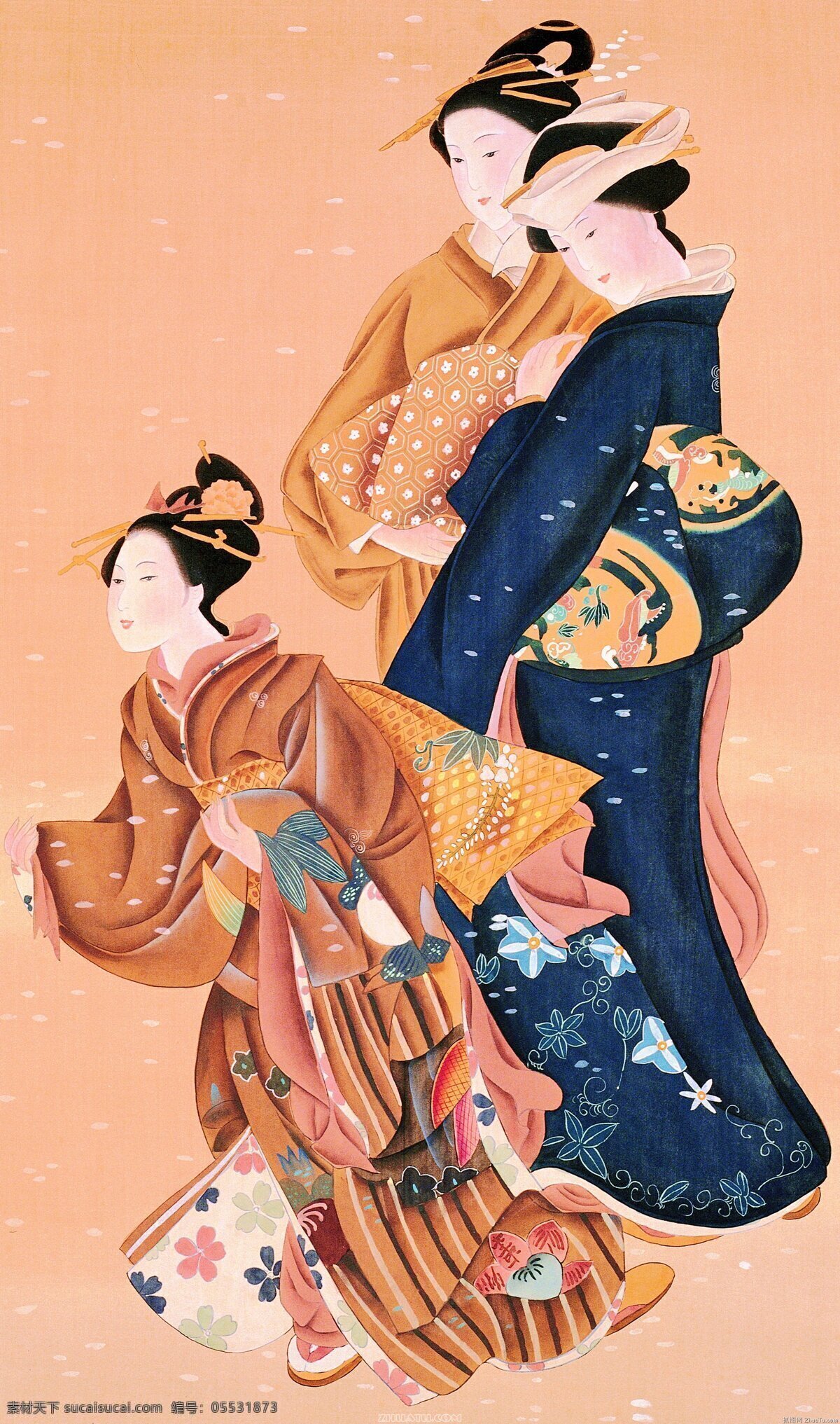 日式美女图 日本 日式风格 浮世绘 和风 江户时代 美女图