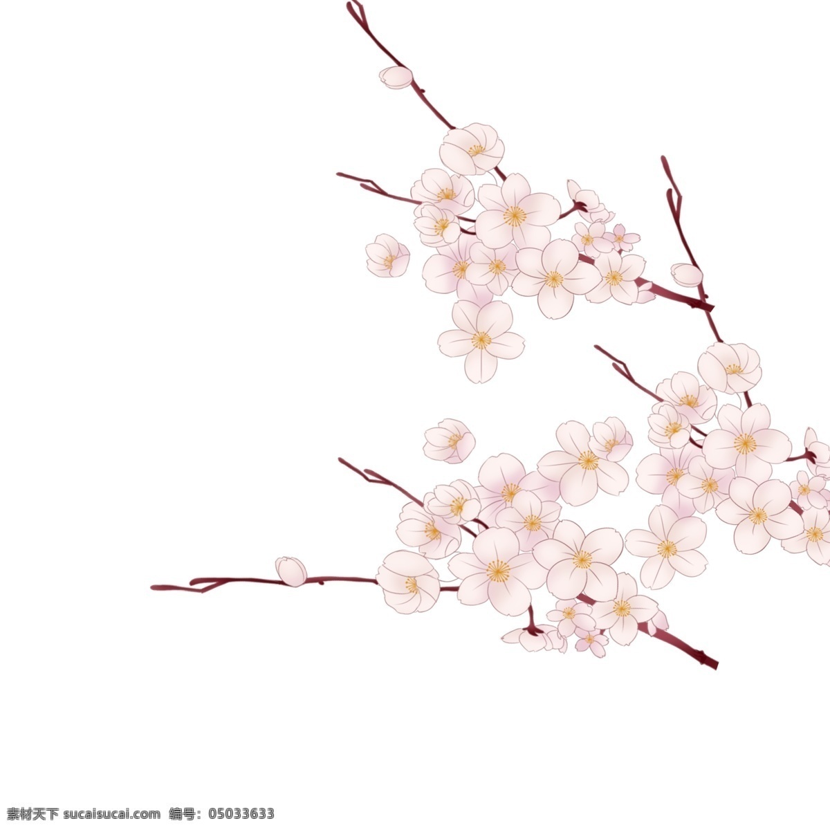 粉色 花枝 图案 元素 花朵 粉色花枝 花枝图案 设计元素 创意元素 手绘元素 psd元素 免抠元素