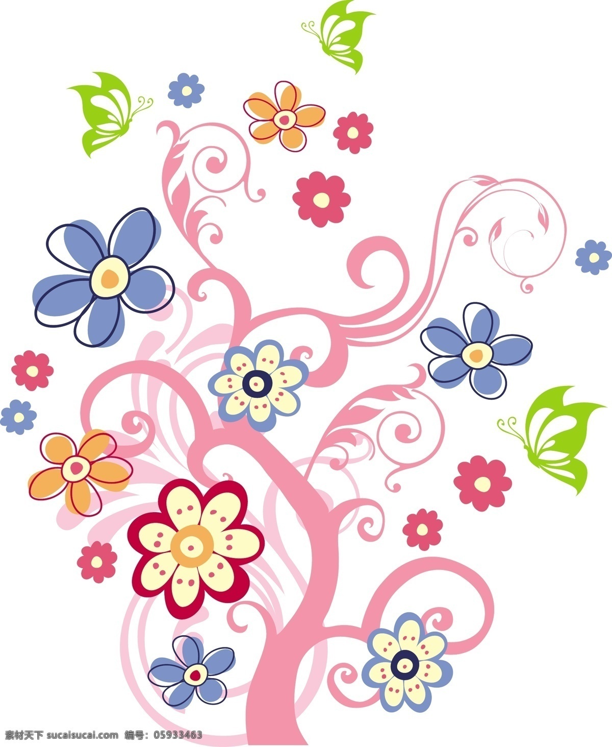 矢量图形树花 花 树 树的花 樱花 盛开 向量 向量树的花鸟 矢量树花鸟类 花卉矢量树 花朵 矢量图 树的花朵矢量 矢量 抽象 花纹花边
