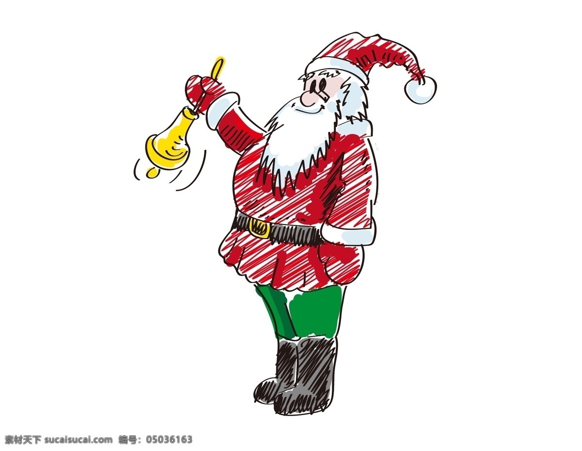 手绘 红色 圣诞老人 元素 卡通 圣诞节 ai元素 免扣元素
