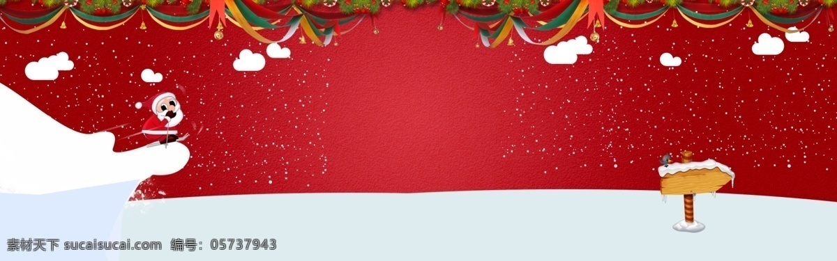 雪花 圣诞老人 圣诞树 卡通 banner 背景 可爱 圣诞节 雪人 袜子 欢乐 扁平风 卡通风