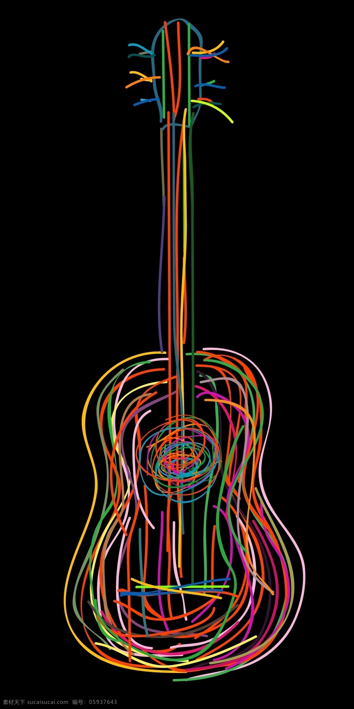 彩色 线条 萨 吉他 彩色线条吉他 动感 乐器 音乐 幻彩 霓虹灯 矢量素材 舞蹈音乐 文化艺术 矢量