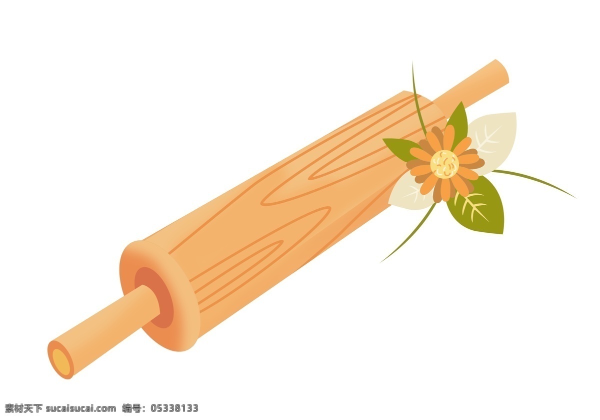 漂亮 木质 擀面杖 漂亮的擀面杖 木质擀面杖 擀面杖插图 花朵 花朵装饰 精致的擀面杖