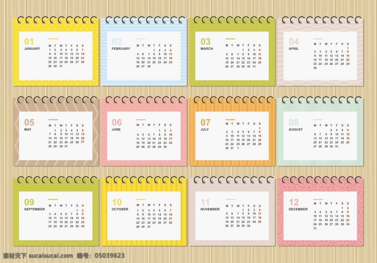 2018 台历 日历 文艺 简约 效果图 矢量 月历