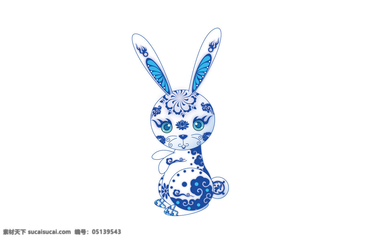 插画 动漫动画 卡通 卡通兔 可爱 漫画 青花 兔 设计素材 模板下载 兔子 兔年 生肖 插画集