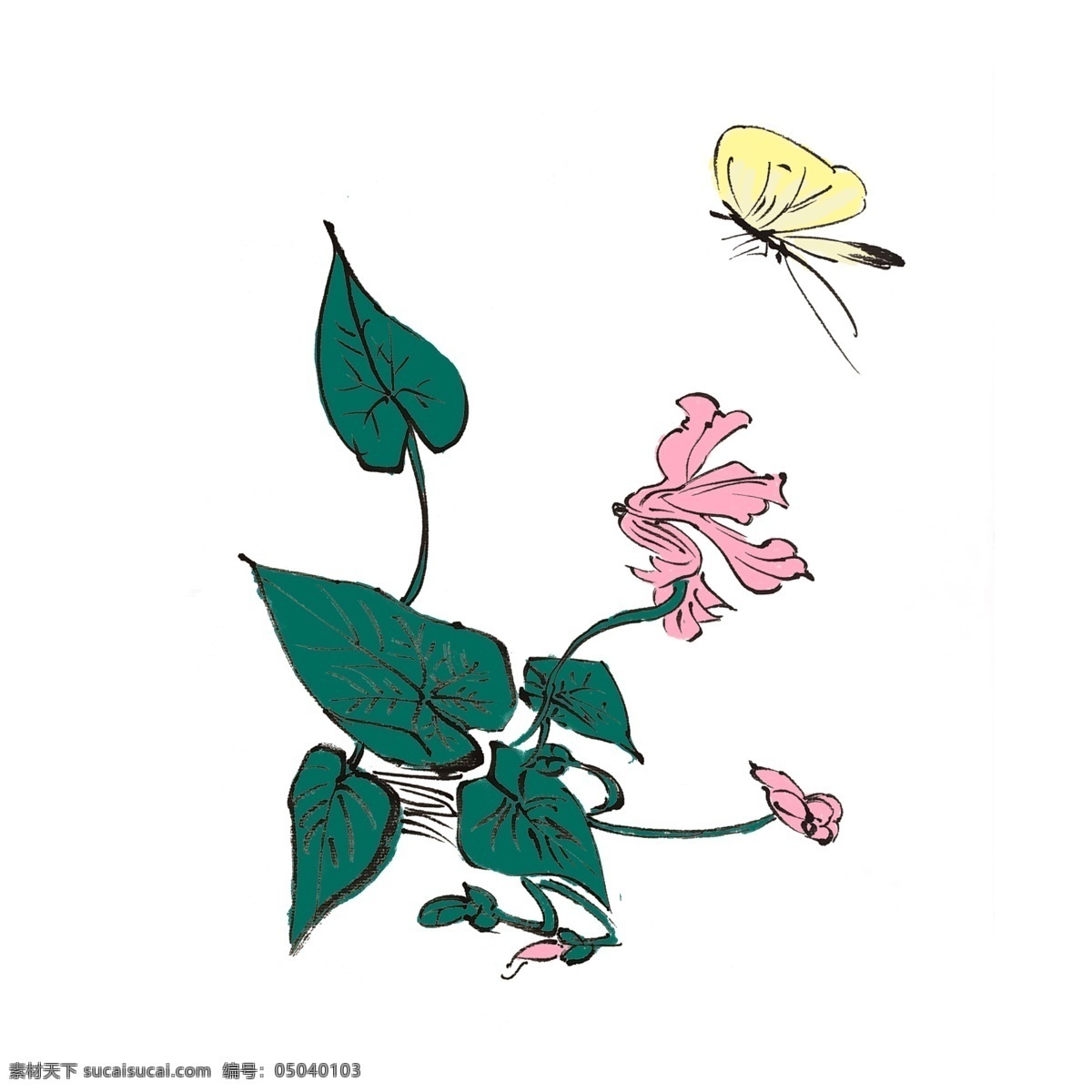 国画 牵牛花 水墨 水墨植物 水墨竹子 黑白风 写意 古风 手绘 竹子 简约 装饰 黑白 国风 花 鸟 鱼 虫