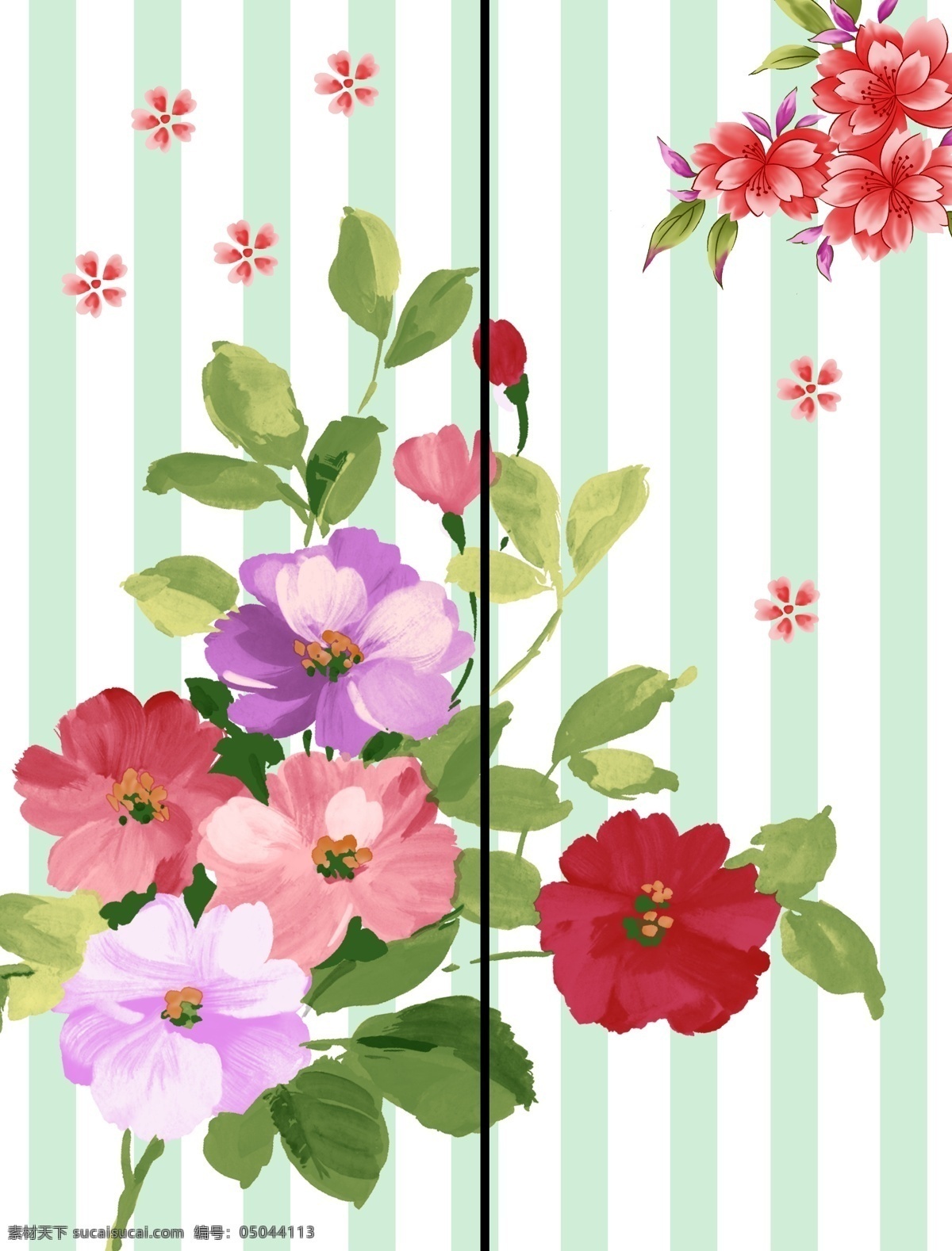 移门花 移门 背景 直线 花 绿叶 小花朵 移门图案 广告设计模板 源文件