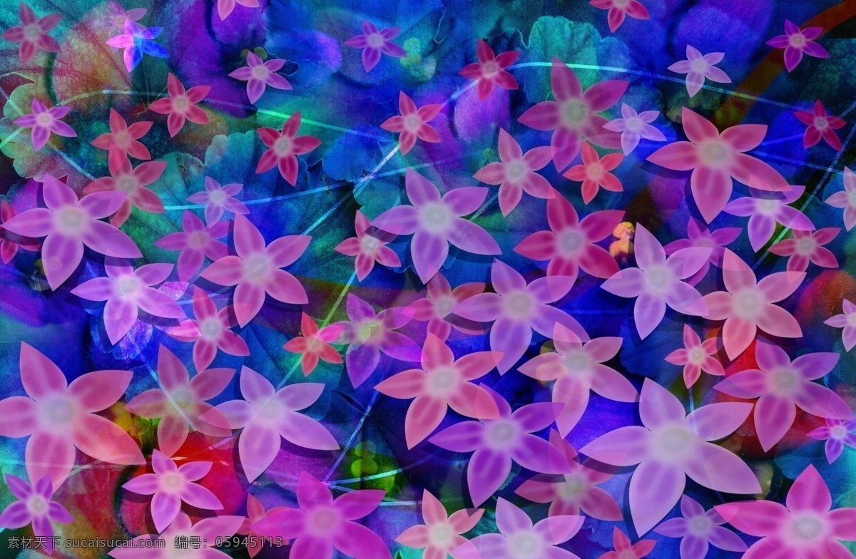 剔透花韵 平面模板 分层素材 格式 psd格式 设计素材 彩绘花草 底纹背景 psd源文件 蓝色