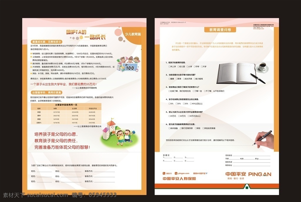 教育保险问卷 教育问卷 教育保险 教育调查问卷 保险 金融 理财 理财规划 少儿教育 教育基金 理财常识 平安人寿 中国平安 平安标志 dm宣传单