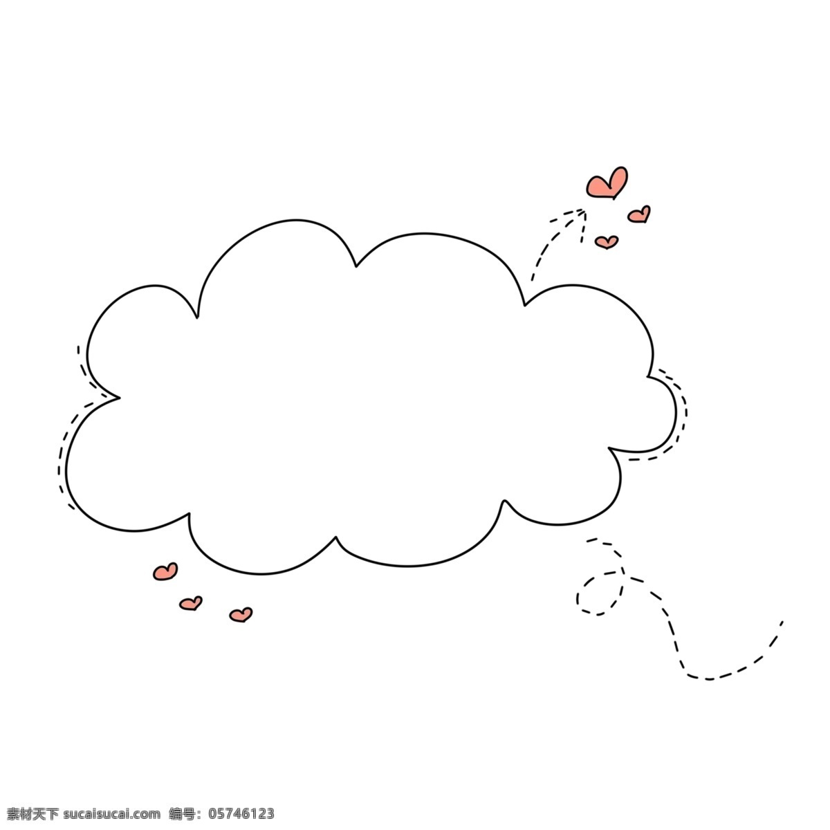 云朵 对话框 气泡 插画 云朵对话框 心形 圆形 白色 红色 爱心