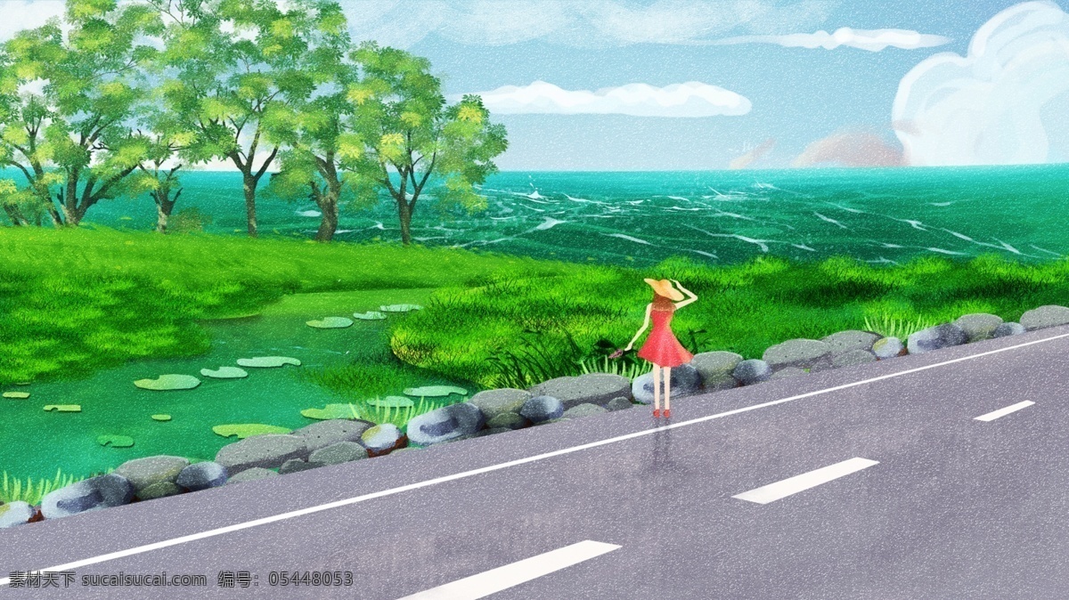 小 清新 夏日 立夏 旅游 插画 夏天 唯美 中国风 4月 踏青 踏青插画 踏青海报 樱花 赏樱花 樱花插画 风景 自然风光 唯美风景插画 春 春色 春韵 春天 郊游 游玩 旅行 旅行海报 旅行插画 春季 湖边 夕阳 日出 治愈