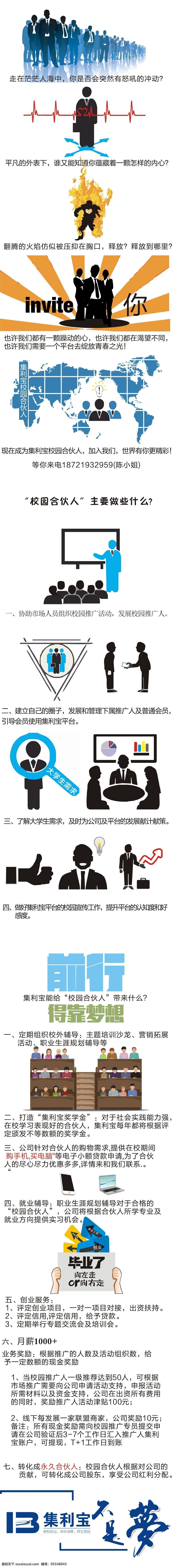招募 校园 合伙人 长图 可拆分 矢量 卡通阴影人 活动方案 策划图 timeline 白色
