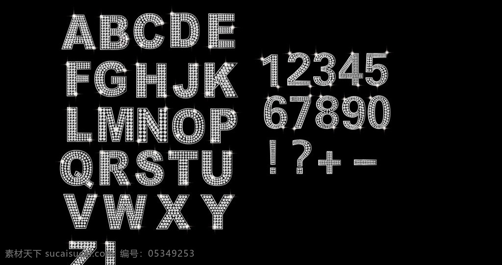 钻石 数字 字母 特效 钻石字 艺术字 黑色背景 英文 立体字 钻石数字 钻石字母 艺术数字 300dp