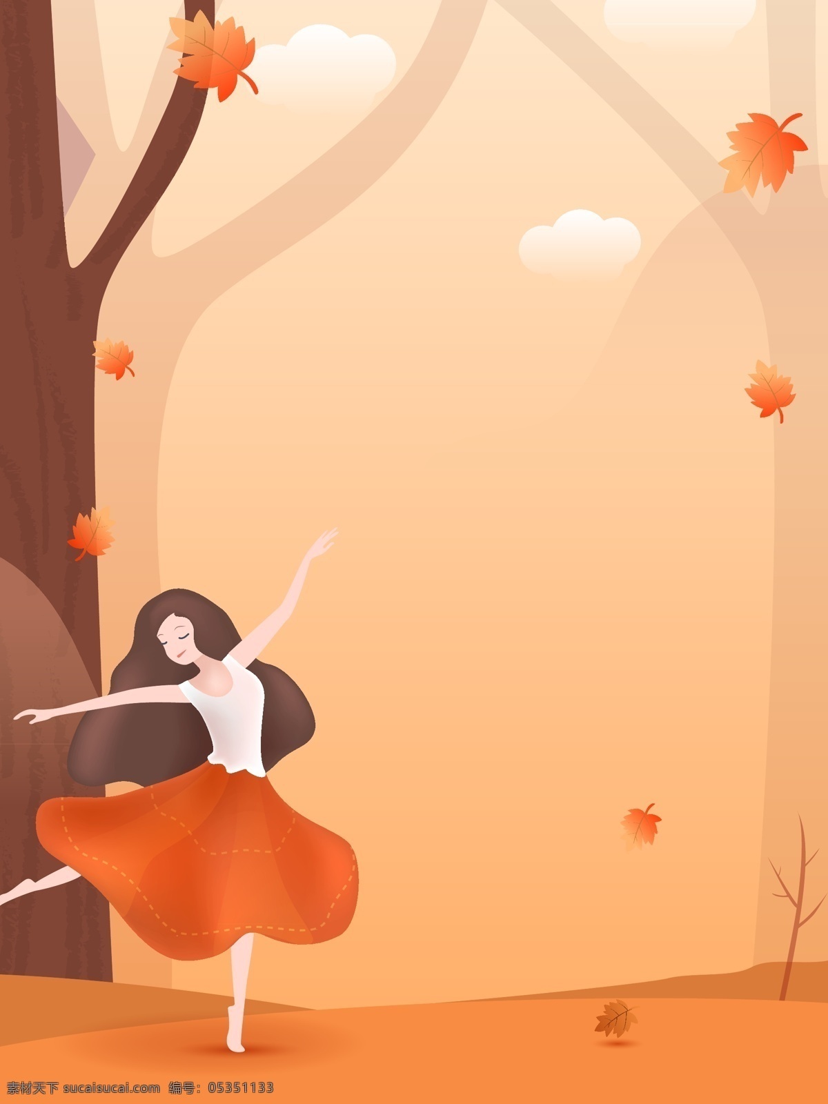 秋分 女孩 舞蹈 浪漫 枫叶 飞舞 背景 秋季 广告背景 枫树