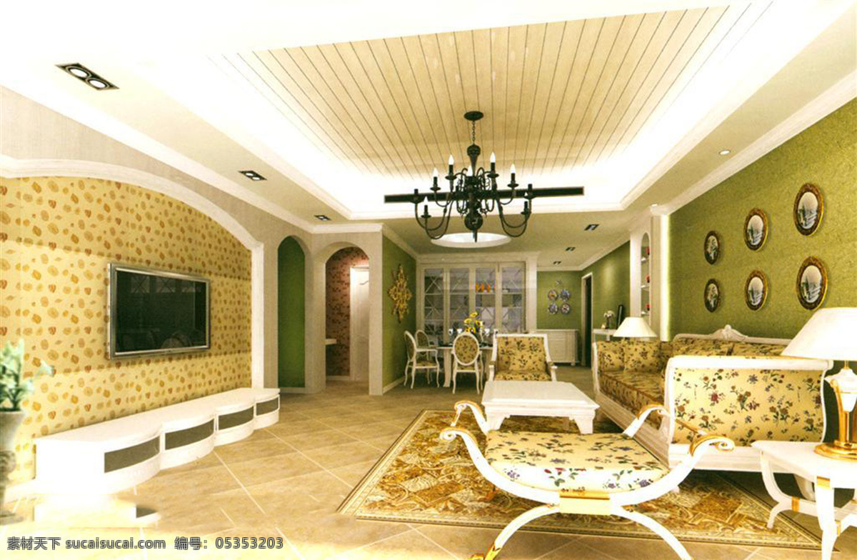 欧式 客厅 模型 3d效果图 灯具模型 沙发茶几 现代客厅 客厅模型 家居装饰素材 室内设计