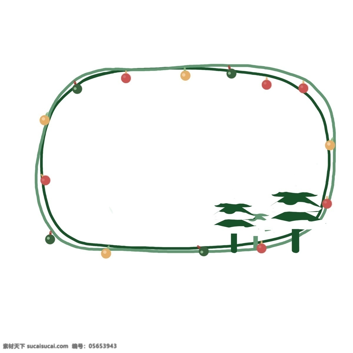圣诞节 圣诞树 边框 漂亮的边框 唯美边框 可爱的边框 边框装饰 手绘 绿色的圣诞树
