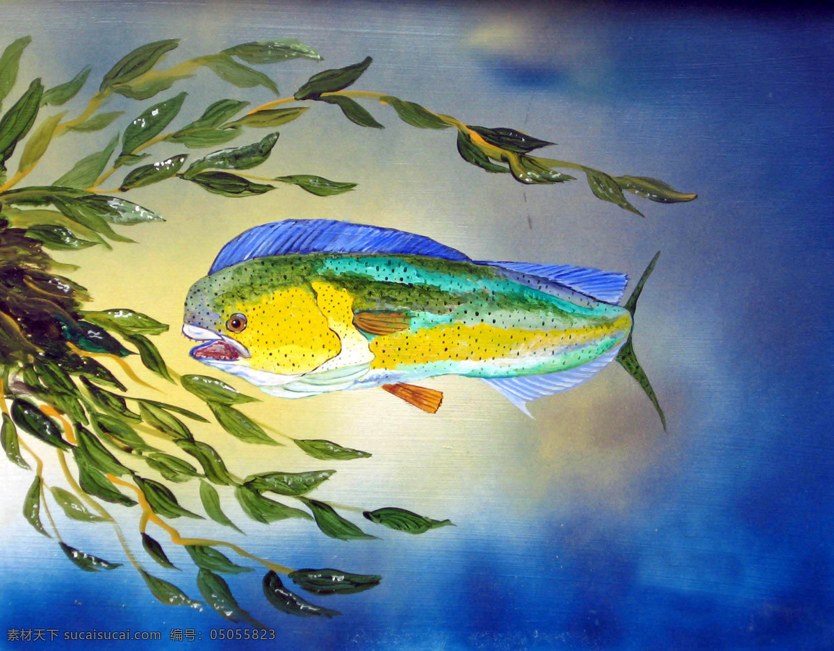 鱼 油画 无框画 装饰画 挂画 壁画 绘画艺术 书画文字 文化艺术