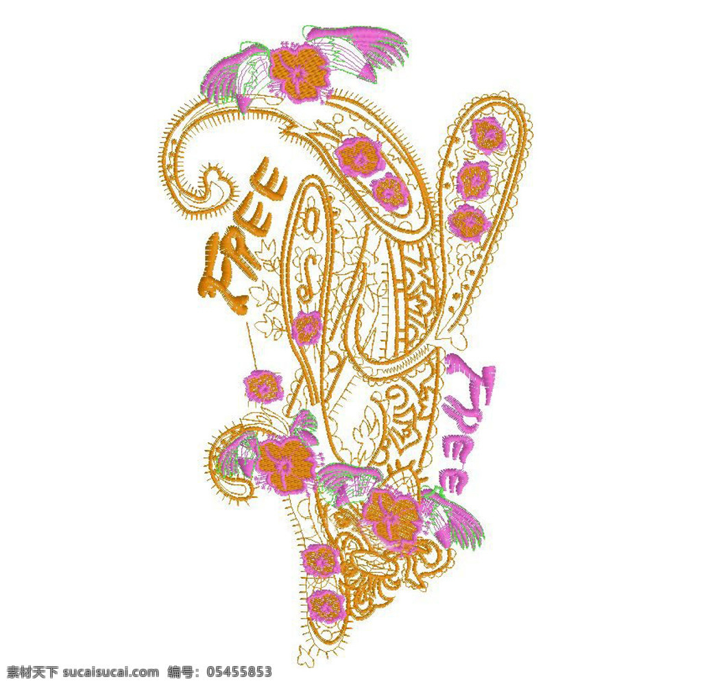 绣花免费下载 服装图案 花朵 文字 绣花 植物 佩斯利螺旋纹 面料图库 服装设计 图案花型