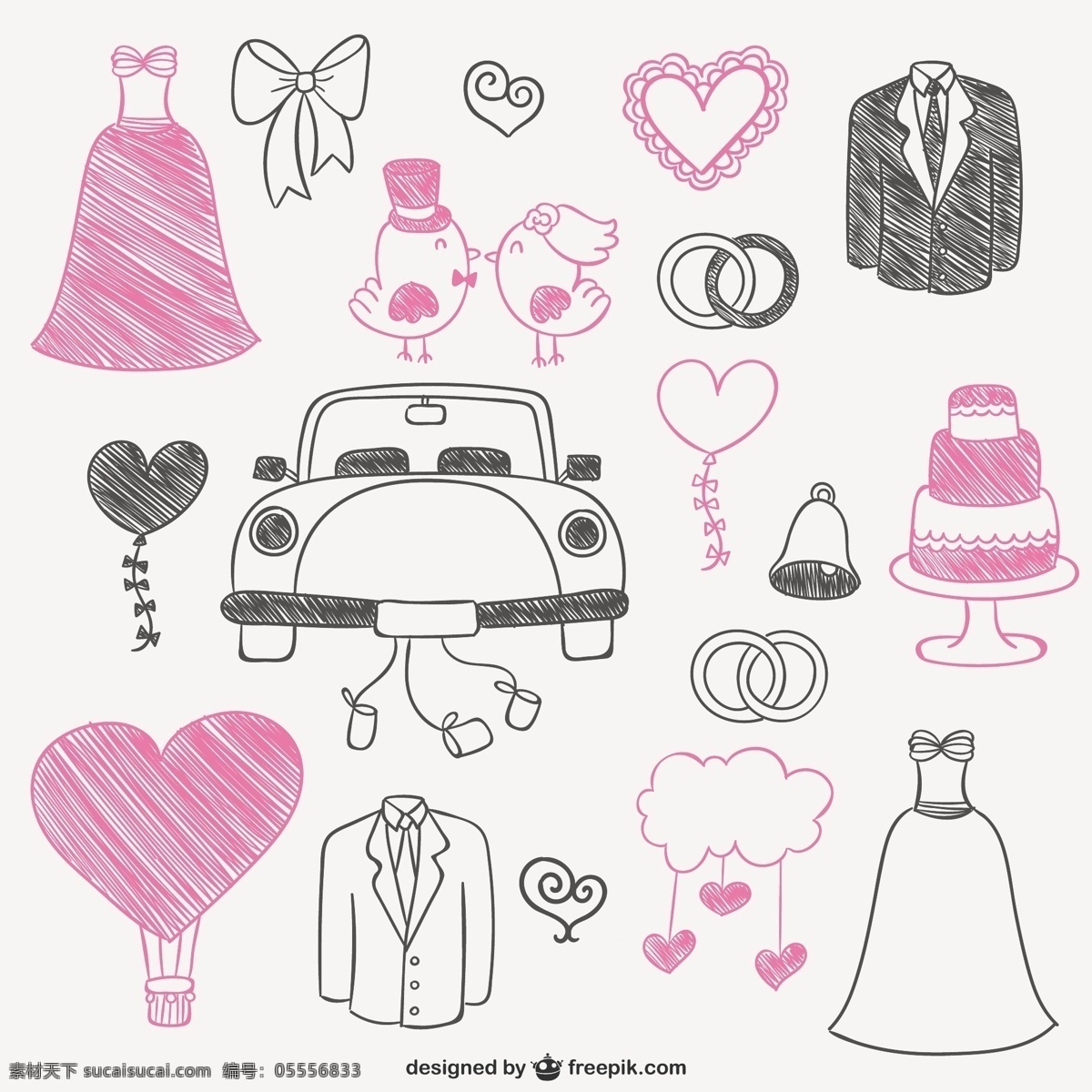 粉红色 黑色 婚礼 涂鸦 婚礼蛋糕 新娘夫妇 黑色礼服 结婚 结婚礼服 乱涂 刚刚结婚 新郎结婚 只是 白色