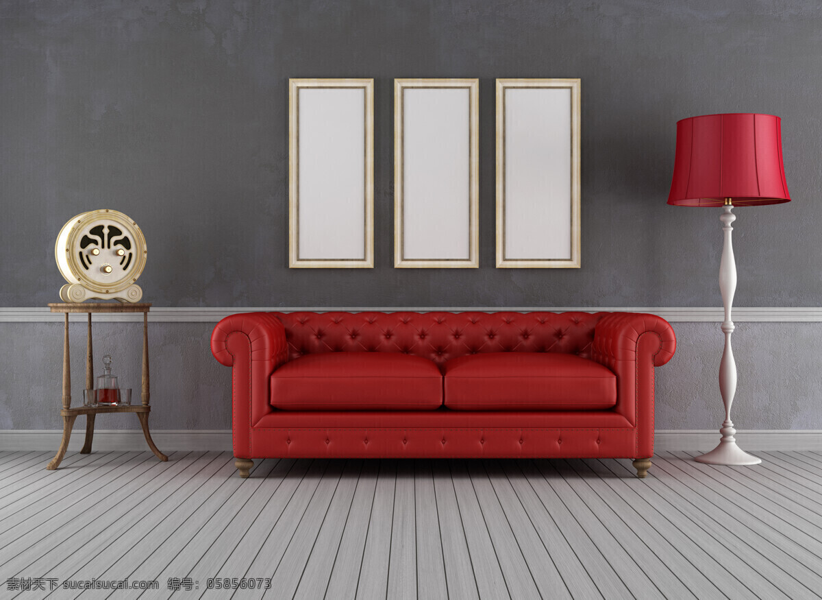 红色 沙发 落地 台灯 红色沙发 落地台灯 地板 装饰画 室内设计 环境家居