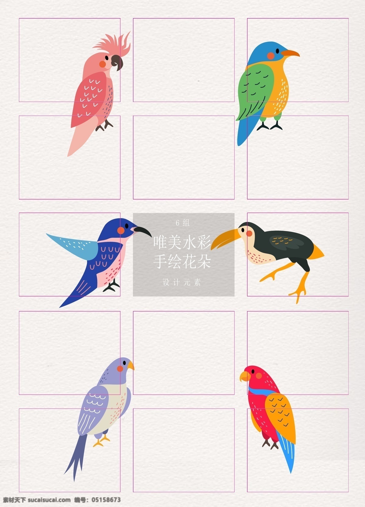 款 彩绘 鸟类 矢量 鸟 矢量图 动物 卡通 彩色 鹦鹉 鸽子 大嘴鸟 蜂鸟