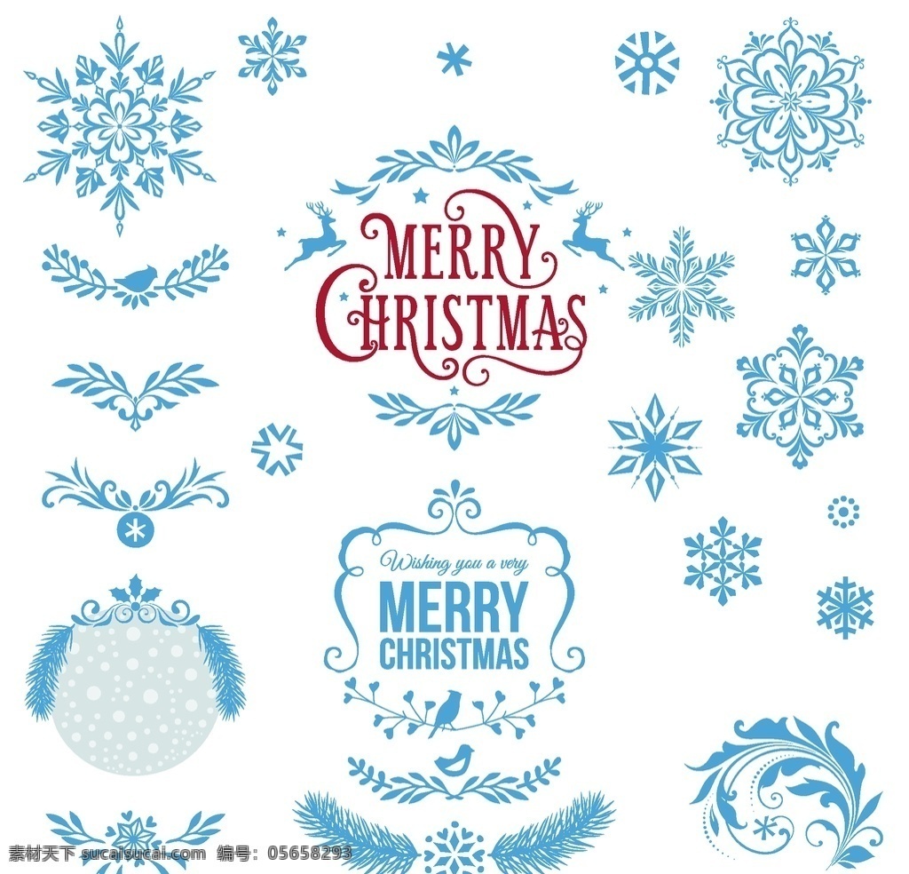 雪花图片 雪花 圣诞节 小铃铛 圣诞节元素 蓝色 底纹边框 花边花纹