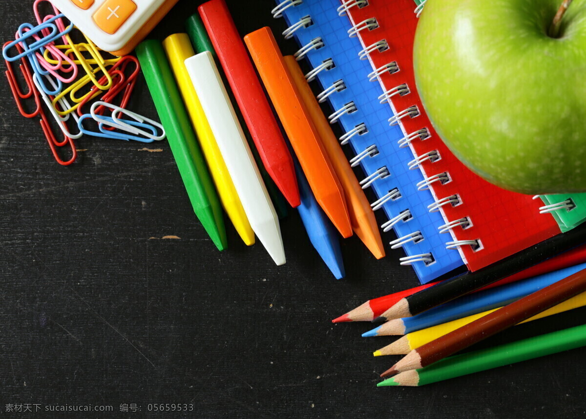 蜡笔 书本 办公用品 文具 开学 学习用品 学习用具 办公学习 彩色笔 回针 苹果 蜡笔和书本 书本图片 生活百科