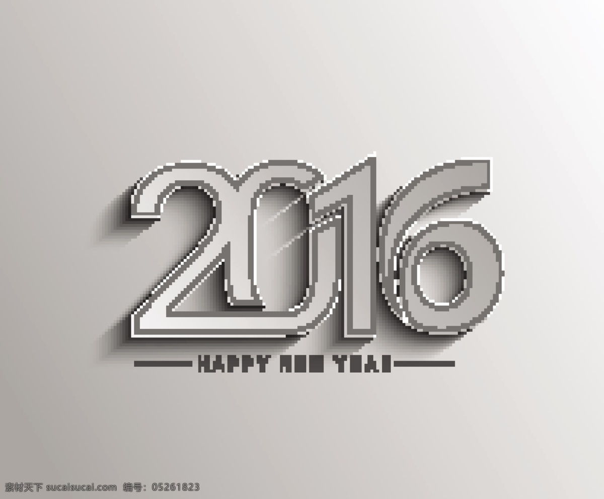 2016字体 字体样式 2016 灰色