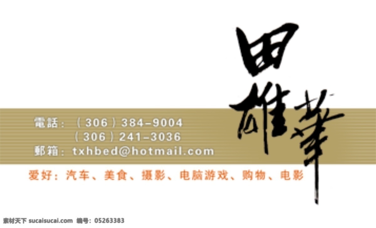 名片设计 田华 雄 白色