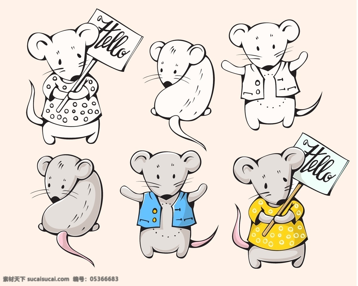 可爱的小老鼠 卡通 可爱 动物 小老鼠 白色