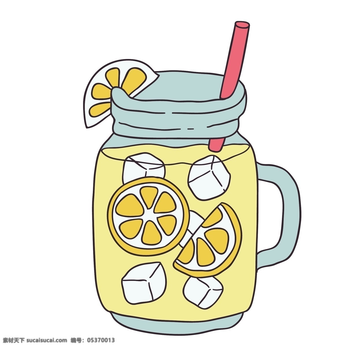 夏日 柠檬 冷饮 插画 水果 黄色 蜂蜜 柠檬水 涂鸦 创意 绘画 图案 动漫动画