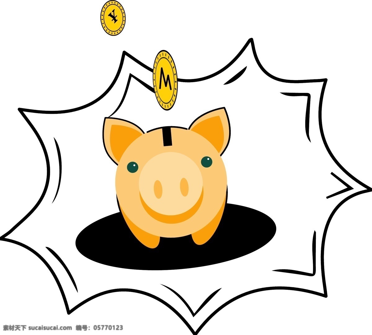 卡通 小 猪 金币 储蓄罐 矢量 小猪 储蓄 银行 金融