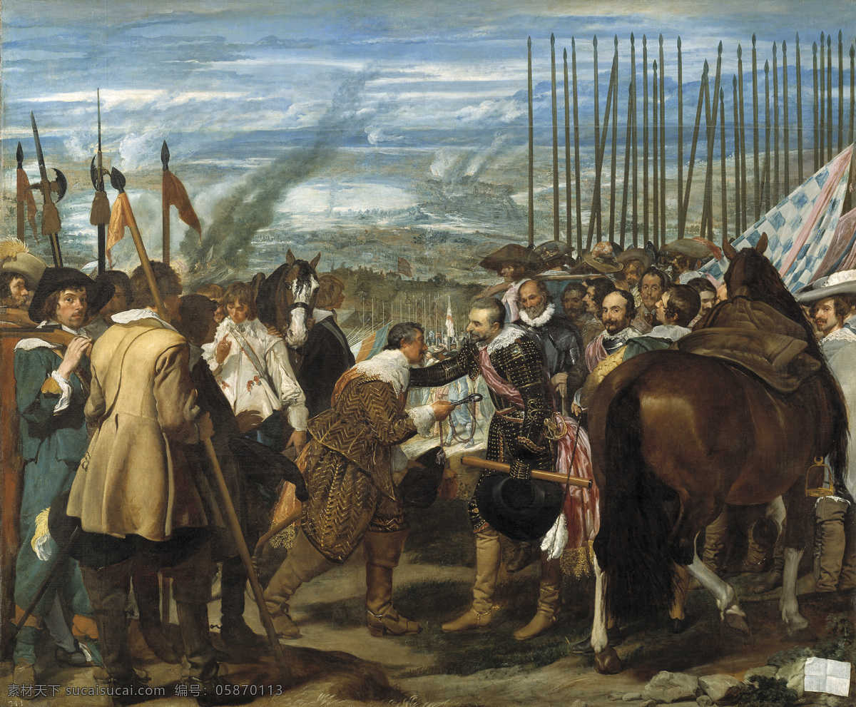 绘画书法 文化艺术 油画 征服荷兰 迭戈 委 拉 斯凯 兹 作品 西班牙画家 历史画作 画家 自己 画 入 其中 荷兰 西班牙 投降 巴洛克 时代 著名画家 名震世界 菲利普 四世 宠臣 家居装饰素材