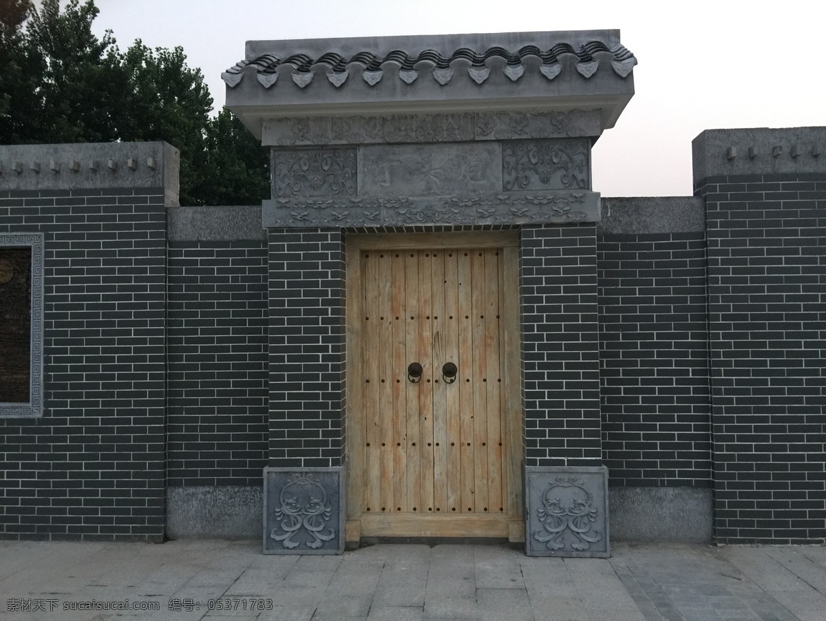 仿古门 仿古砖 古围墙 古门头 灰砖 建筑园林