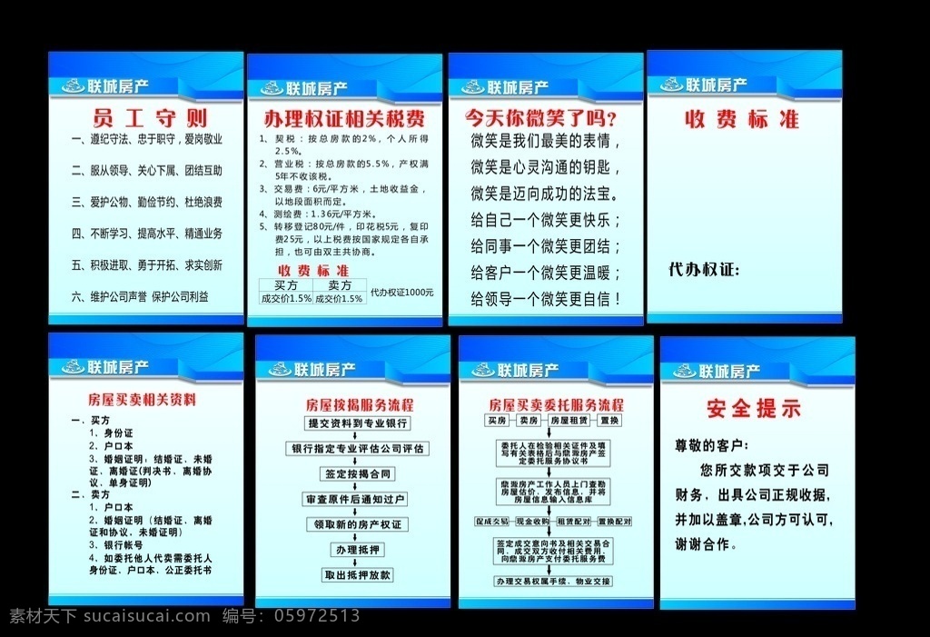 中介制度排 制度牌 文化展板 交易流程 房产交易流程 中介服务流程 收费标准 政府 党建 法制