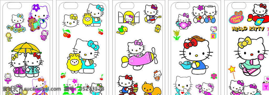 iphone6 彩绘 手机壳 kt猫 kitty猫 凯蒂猫 手机套 皮套 卡通 花朵 矢量素材 卡通设计 白色